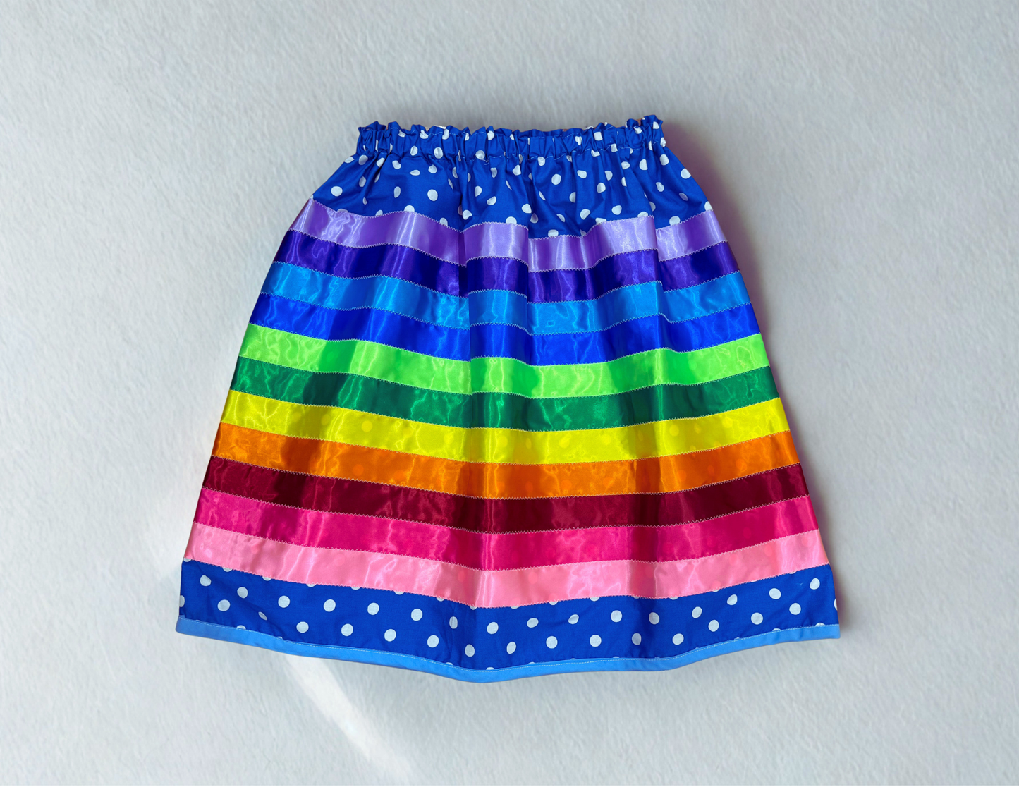 Blue Polka Dot Ribbon Skirt